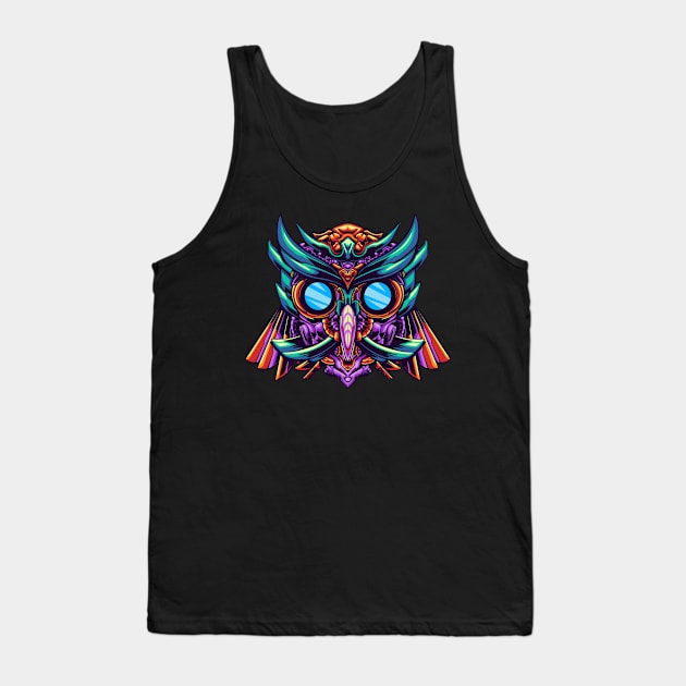 mecha owl head illustration Tank Top by Invectus Studio Store